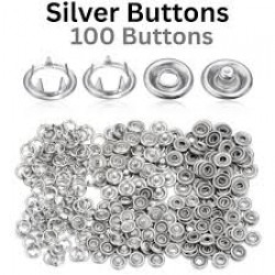 100 Pcs Set  Button ( Silver  Color)