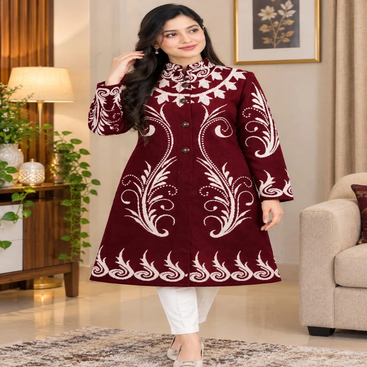 কাশ্মীরি পামপাড়া কোট (মেরুন-302)